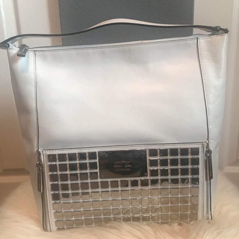 Michael Kors white leather shoulder bag